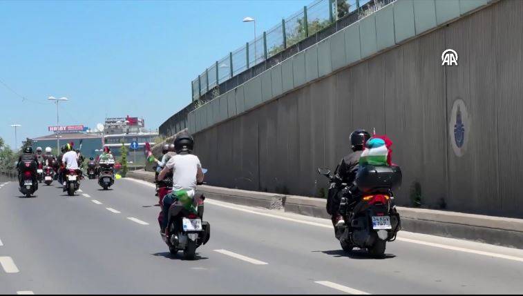 Motosikletlilerden İsrail Başkonsolosluğu önünde ‘soykırım’ protestosu 15